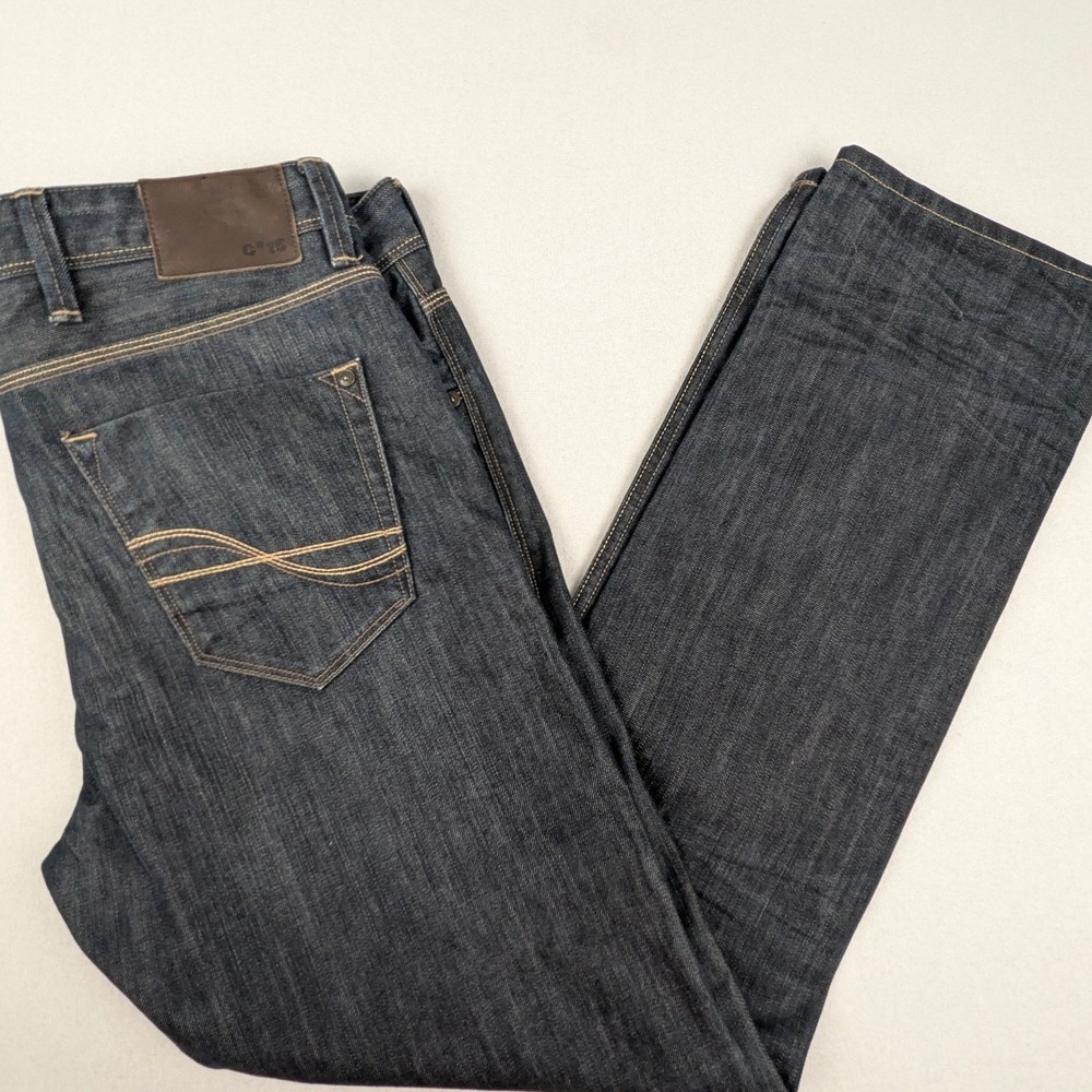 Celio C15 Original Straight Fit Jeans Mens 36x32 Dark Indigo Raw Wash Cotton